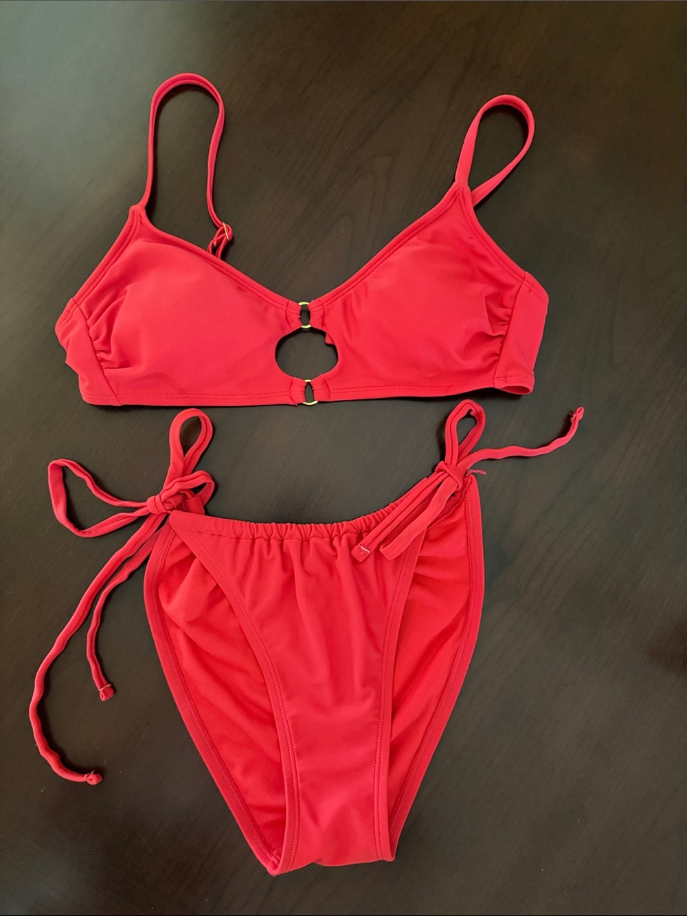 Wild Fable Cutout Bikini Set Red Small